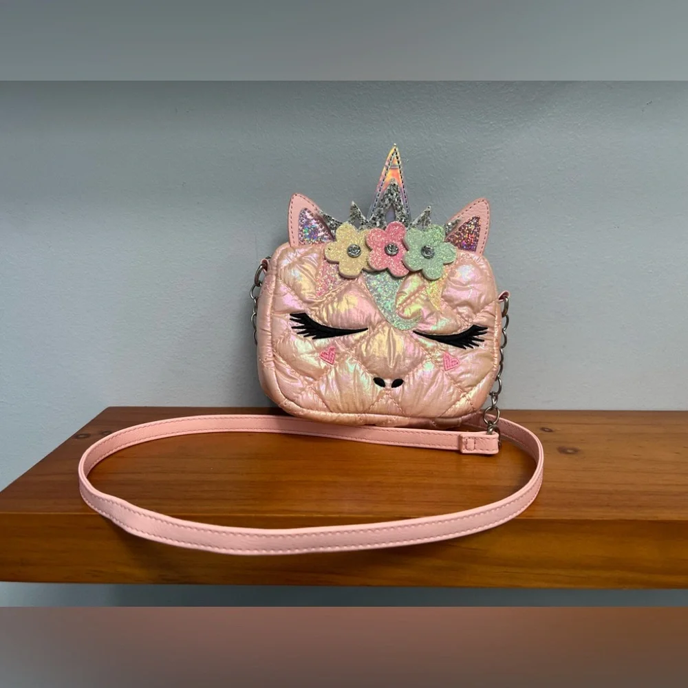 MISS GWENS OMG ACCESSORIES Small Pink Iridescent Unicorn Crossbody Purse Used